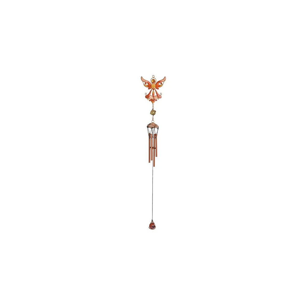 18" Long Orange Angel Copper and Gem Wind Chime