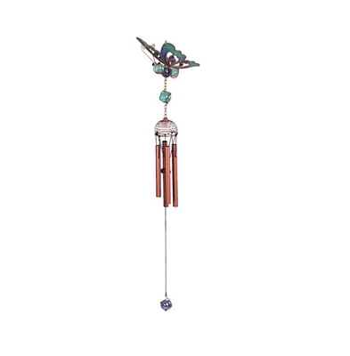 22" Long Blue Butterfly Wind Chime with Copper Gem