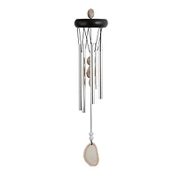 Fc Design 20" Long Wooden Top Beige Geode Wind Chime Home Decor Perfect Gift for House Warming, Holidays and Birthdays