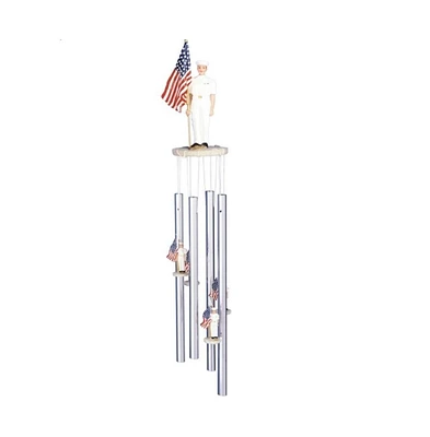 23" Long Us Navy with Us Flag Round Top Wind Chime