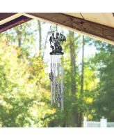 23" Long Silver Dragon Round Top Wind Chime with Sword