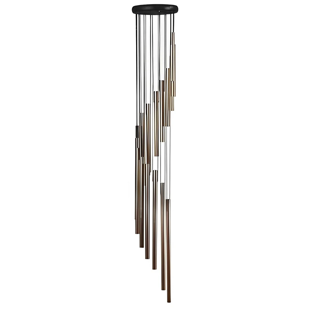 Fc Design 37" Long Wood Top Spiral Silver Wind Chime Home Decor Perfect Gift for House Warming, Holidays and Birthdays