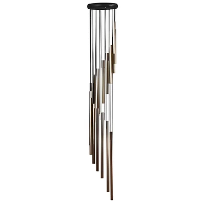Fc Design 37" Long Wood Top Spiral Silver Wind Chime Home Decor Perfect Gift for House Warming, Holidays and Birthdays