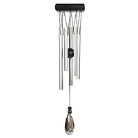 Fc Design 21" Long Black Wooden Top Gem Wind Chime Home Decor Perfect Gift for House Warming, Holidays and Birthdays