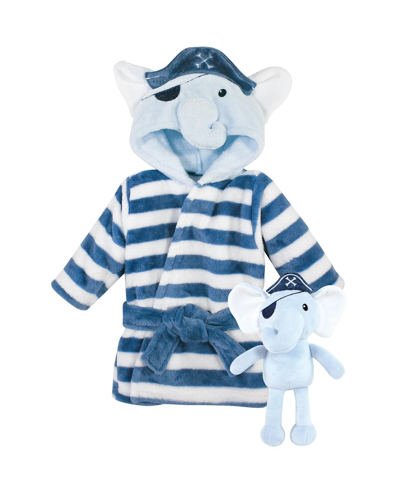 Hudson Baby Baby Boys Plush Bathrobe and Toy Set, Pirate Elephant, One