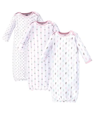 Luvable Friends Baby Girls Cotton Gowns Feathers, Preemie/Newborn