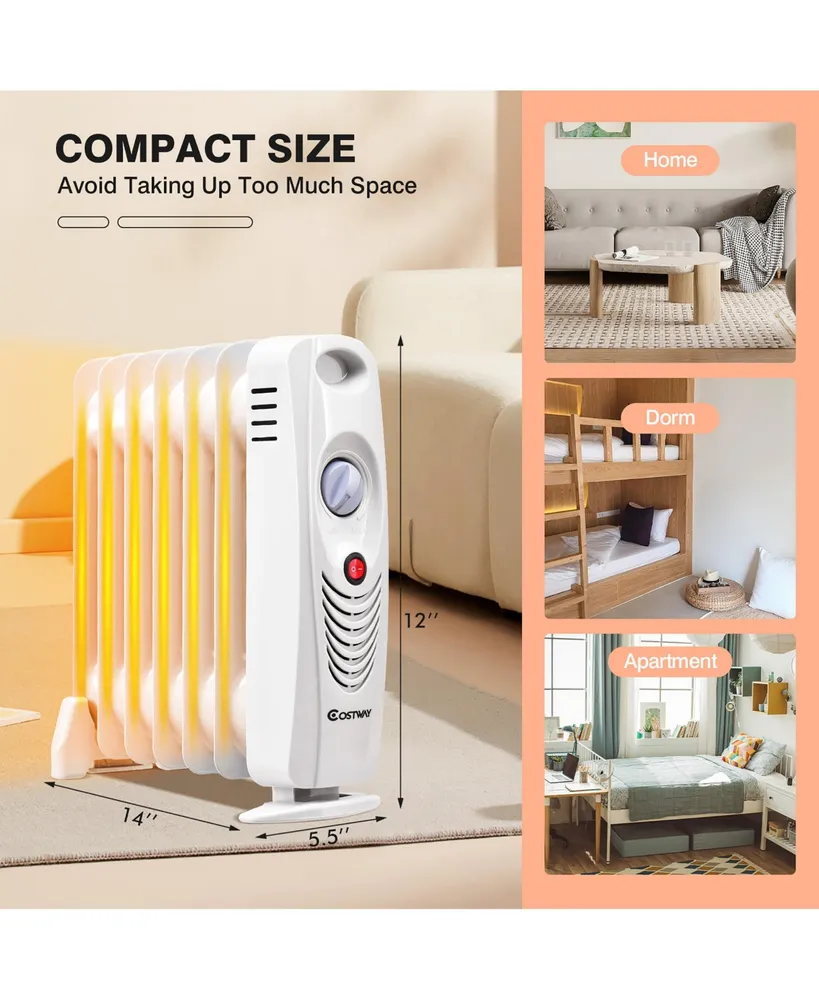 700 W Portable Mini Electric Oil Filled Radiator Heater 7-Fin Thermostat Home