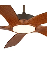 56" Mach 5 Modern Tropical Coastal Indoor Outdoor Ceiling Fan with Led Light Remote Control Oil-Rubbed Bronze Damp Rated Dimmable Patio Exterior