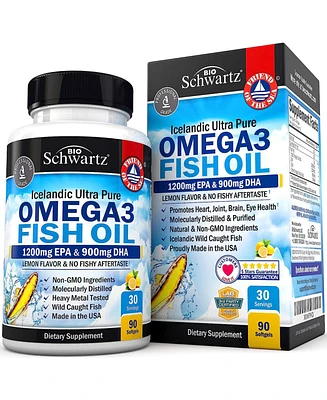 BioSchwartz Omega 3 Fish Oil Supplement - 1200mg Epa and 900mg Dha Fatty Acid Per Serving from Wild Caught Fish