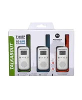 Motofrs Motorola Solutions T110TP 16 mi. Two-Way Radio White/Green/Blue/Orange Alkaline 3-Pack