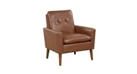 Modern Pu Leather Accent Chair with Solid Wood Legs-Brown