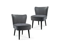 Set of 2 Upholstered Modern Leisure Club Chairs with Solid Wood Legs