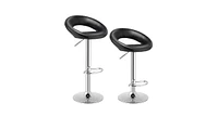 Slickblue Set of 2 Bar Stools Adjustable Pu Leather Swivel Chairs