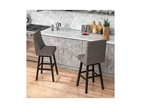 Slickblue Set of 2 360° Swivel Bar Stool with Rubber Wood Legs Footrest