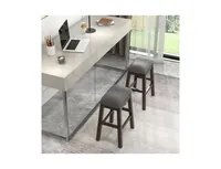 2 Piece 24.5 Inch Counter Height Bar Stool Set with Padded Seat-Grey