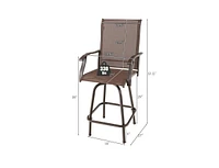 2 Pieces 360 Rotating Bar Stool Set with Armrests for Patio