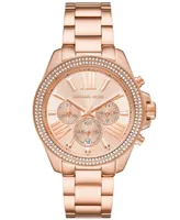 Michael Kors Women's Wren Chronograph Rose Gold-Tone Stainless Steel Watch 42mm