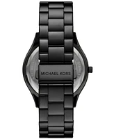 Michael Kors Women's Slim Runway Three-Hand Black Stainless Steel Watch 42mm