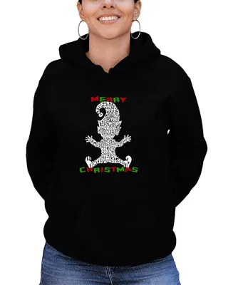 La Pop Art Women's Christmas Elf Word Hooded Sweatshirt