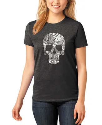 La Pop Art Women's Rock and Roll Skull Premium Blend Word Short Sleeve T-shirt