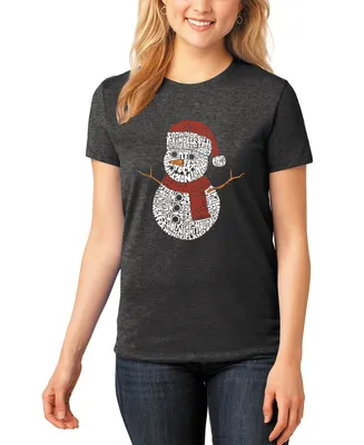 La Pop Art Women's Christmas Snowman Premium Blend Word Short Sleeve T-shirt