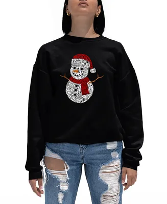 La Pop Art Women's Christmas Snowman Word Crewneck Sweatshirt