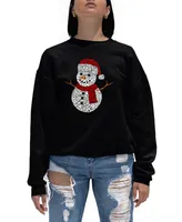 La Pop Art Women's Christmas Snowman Word Crewneck Sweatshirt