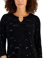 Jm Collection Women's Textured Sequined Top, Created for Macy's