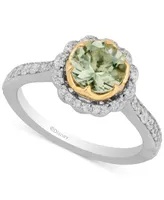 Enchanted Disney Fine Jewelry Green Amethyst (1-1/2 ct. t.w.) & Diamond (1/3 ct. t.w.) Tiana Ring in 14k Two-Tone Gold