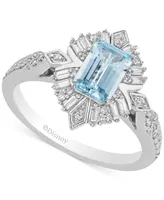 Enchanted Disney Fine Jewelry Aquamarine (7/8 ct. t.w.) & Diamond (1/3 ct. t.w.) Elsa Ring in 14k White Gold