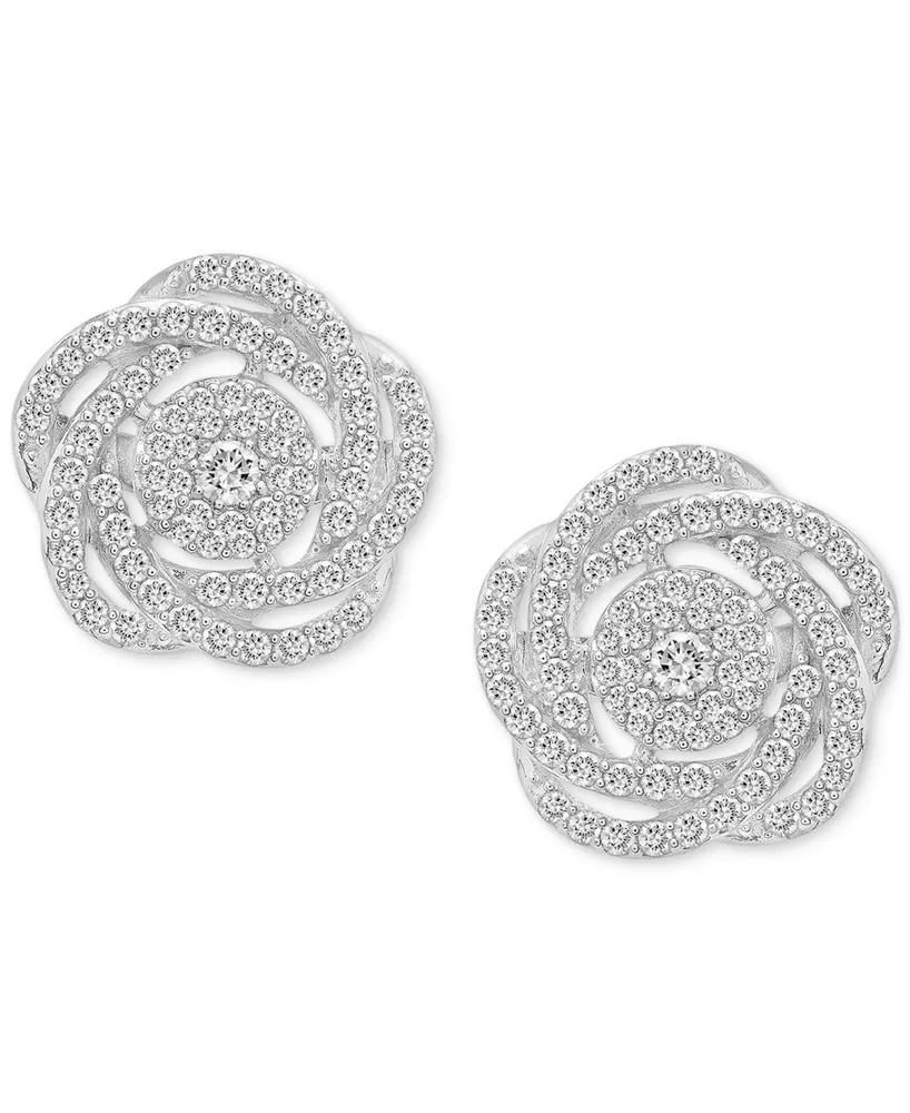 Wrapped in Love, 14k White Gold Diamond Pave Knot Earrings (1 ct. t.w.), Created for Macy's