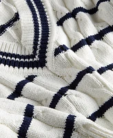 On 34th Women's V-Neck Cable-Knit Rugby Sweater, Created for Macy's