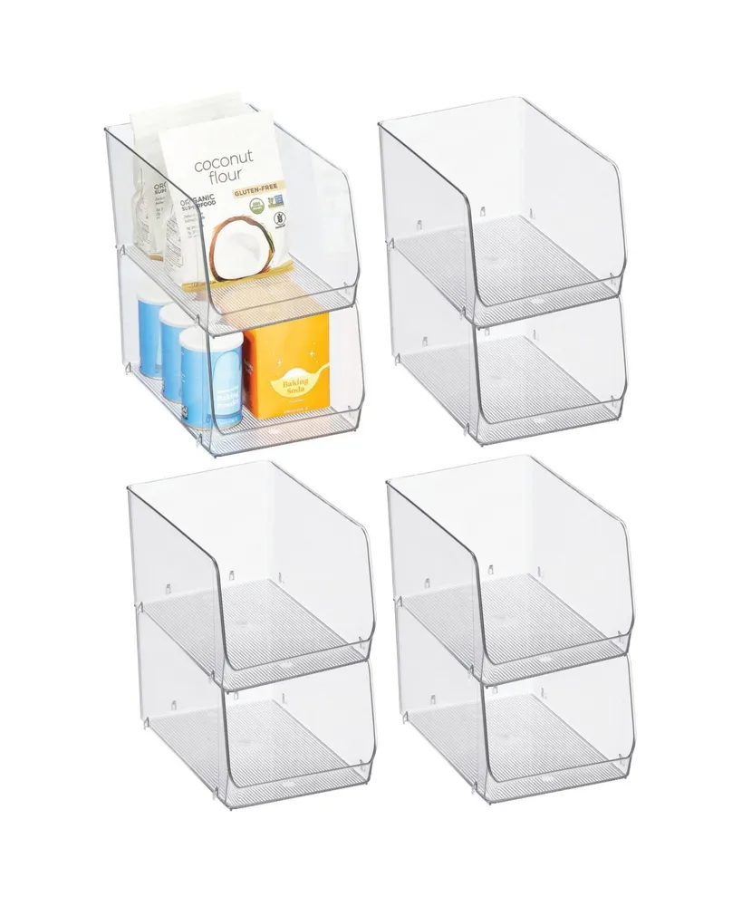 mDesign Plastic Stackable Kitchen Storage Organizer, Front Pull