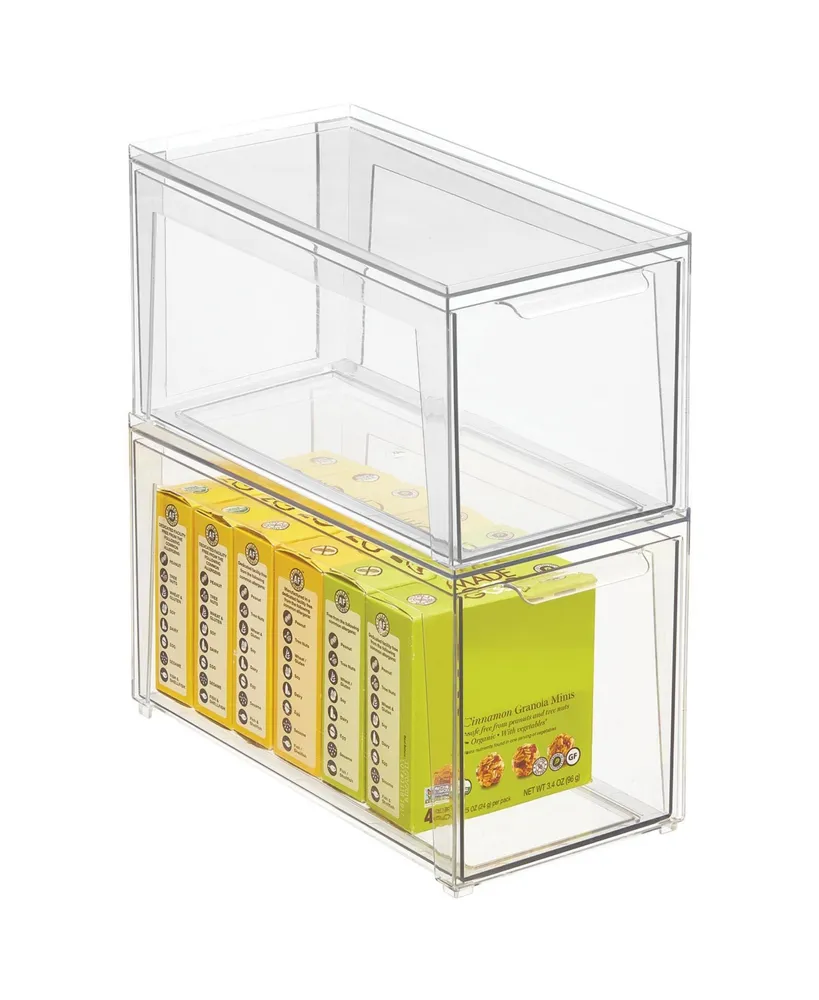 mDesign Plastic Stackable Kitchen Pantry Storage Organizer with Drawer -  Clear 