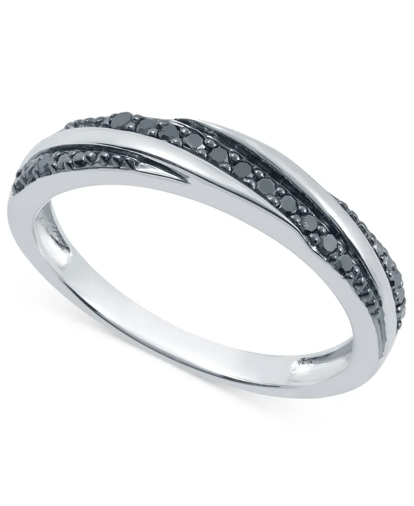 Black Diamond Twist Look Ring (1/6 ct. t.w.) Sterling Silver