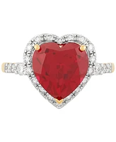 Grown With Love Lab Grown Ruby (5-1/3 ct. t.w.) & Lab Grown Diamond (1/3 ct. t.w.) Heart Halo Ring in 14k Gold