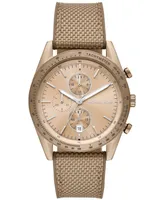 Michael Kors Men's Warren Chronograph Beige Gold-Tone Nylon Watch 42mm - Beige Gold