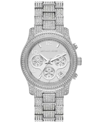 Michael Kors Women's Runway Chronograph Silver-Tone Stainless Steel Watch 38mm