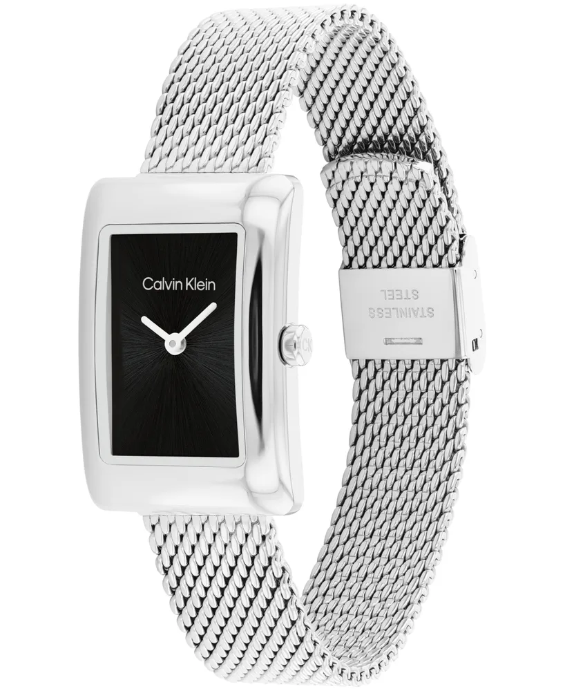 Calvin Klein Women's Two Hand Silver Stainless Steel Mesh Bracelet Watch 22.5mm