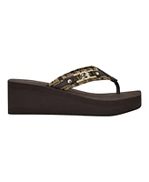 Guess Women's Ediva Wedges with Hardware and Heritage Logo Fabric Sandals