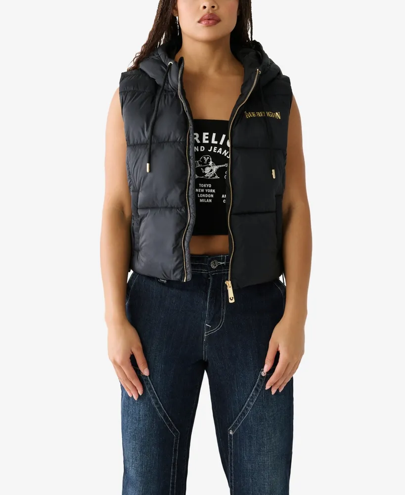 True Religion Women's Foil Puffer Vest