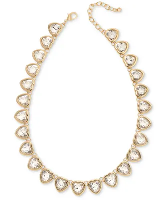 On 34th Gold-Tone Crystal Heart All-Around Collar Necklace, 16" + 2" extender, Created for Macy's