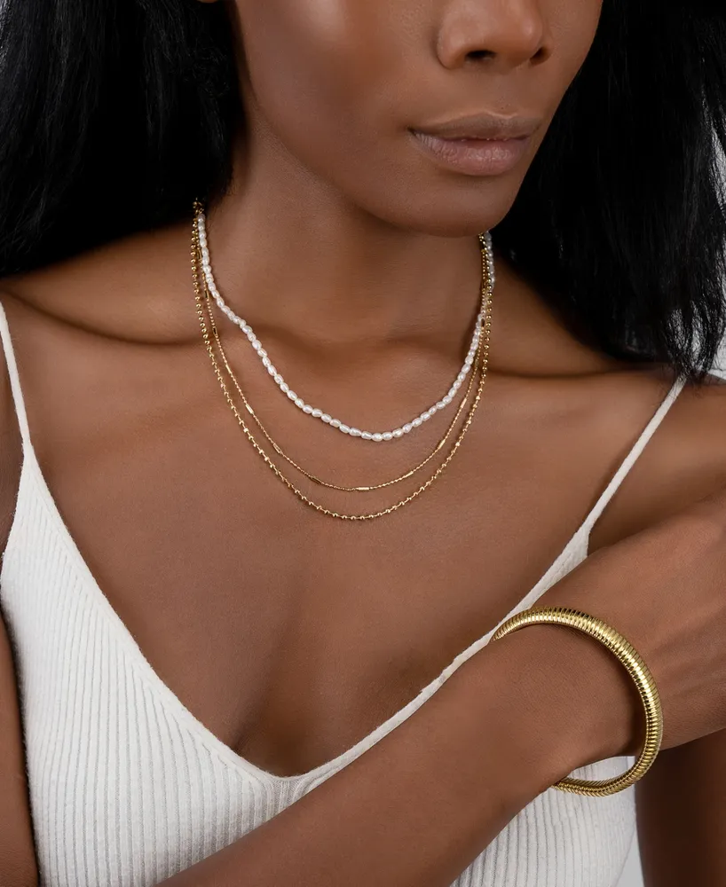 Adornia Gold-Tone Imitation Pearl Three-Row Layered Necklace, 17" + 3" extender