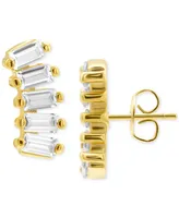 Adornia 14k Gold-Plated Baguette Crystal Climber Earrings