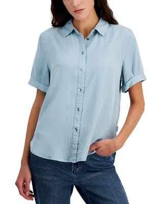 Calvin Klein Jeans Women's Short-Sleeve Button-Front Shirt
