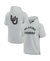 Men's and Women's Fanatics Signature Gray Oklahoma Sooners Super Soft Fleece Short Sleeve Pullover Hoodie