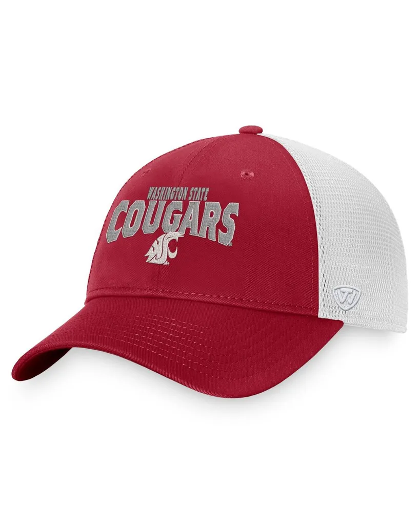 Men's Top of the World Crimson, White Washington State Cougars Breakout Trucker Snapback Hat