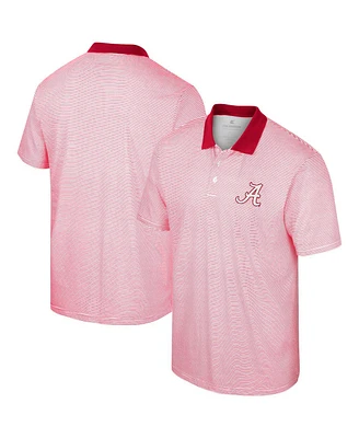 Men's Colosseum White, Crimson Alabama Crimson Tide Print Stripe Polo Shirt