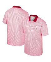 Men's Colosseum White, Crimson Alabama Crimson Tide Print Stripe Polo Shirt