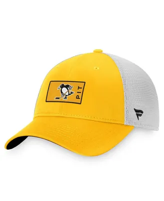 Men's Fanatics Gold, White Pittsburgh Penguins Authentic Pro Trucker Snapback Hat